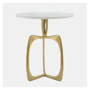 ACCENT TABLE W/ WHITE MARBLE AND GOLD BASE