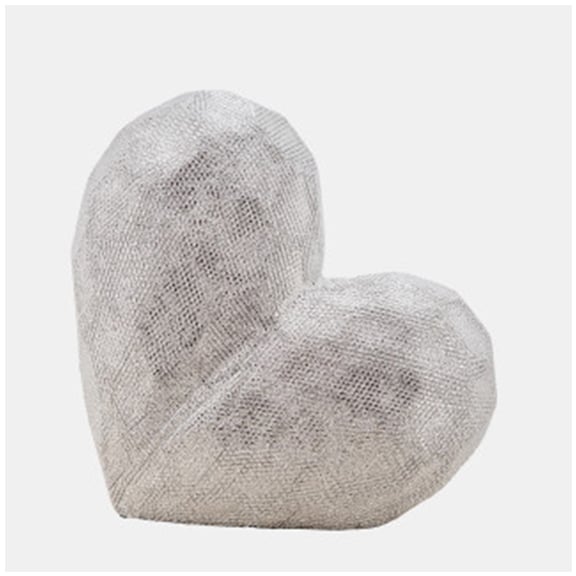8″ SCRATCHED HEART DECO, SILVER