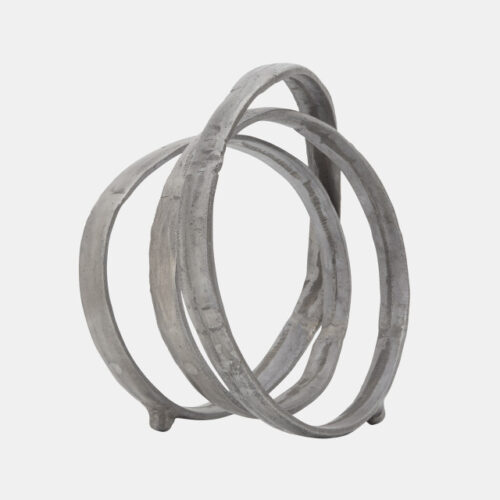 13″ METAL RING SCULPTURE, GUN METAL