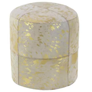 GOLD LEATHER HANDMADE STOOL WITH GOLD FOIL PAINT