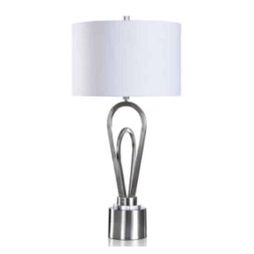 BRUSHED STEEL METAL TABLE LAMP