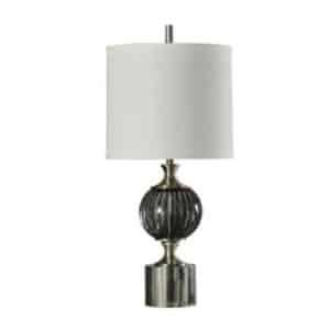 CONTEMPORARY WOVEN BODY LAMP WITH FABRIC SHADE