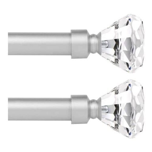KNOBELITE CURTAIN ROD – CRYSTAL – 22″- 42″