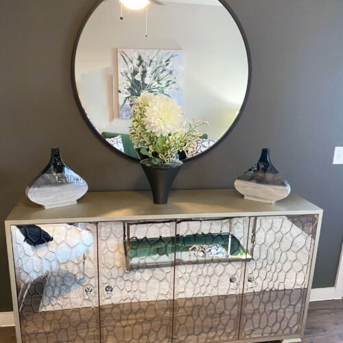 HONEYCOMB MIRRORED FOUR DOOR CREDENZA