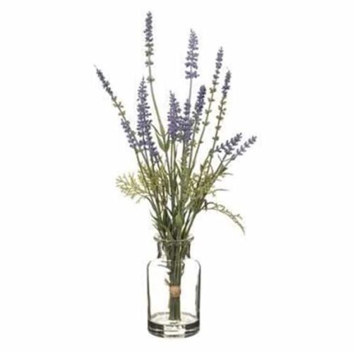 15″ LAVENDER IN GLASS VASE LAVENDER BLUE