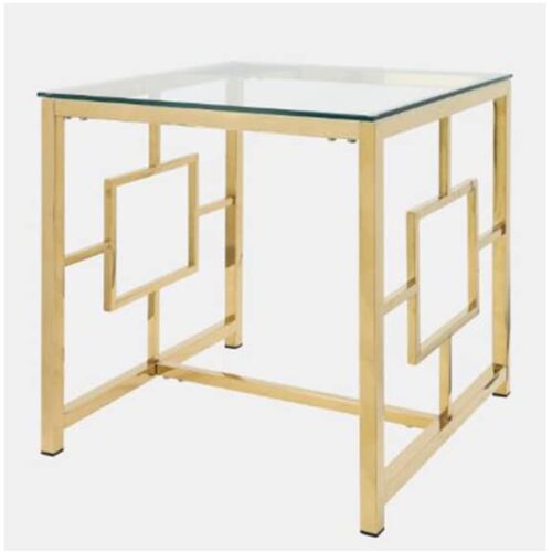 GOLD METAL/GLASS ACCENT TABLE, KD