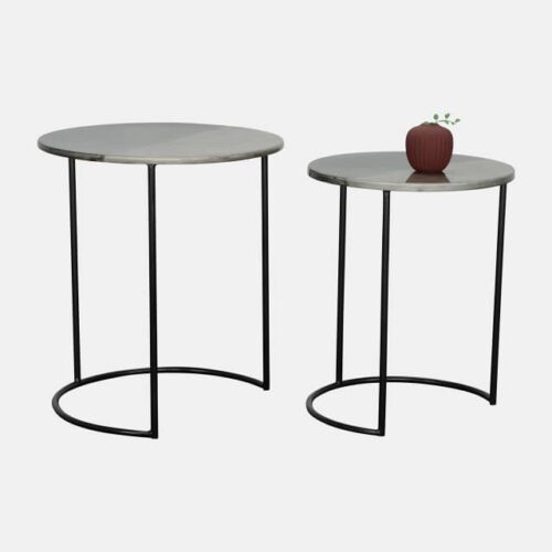 METAL SET OF 2 ROUND SIDE TABLES