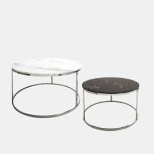 SET OF 2 METAL AND MARBLE COFFEE TABLE