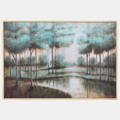 HANDPAINTED OIL CANVAS TREES, MULTI