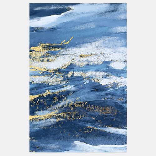 ABSTRACT HAND PAINTED CANVAS, BLUE/BLACK