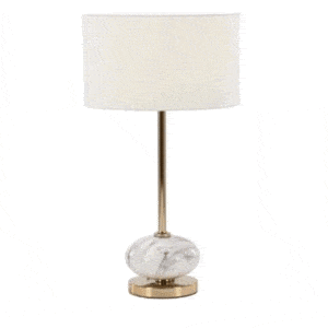 GOLD CERAMIC BUFFET LAMP WITH DRUM SHADE