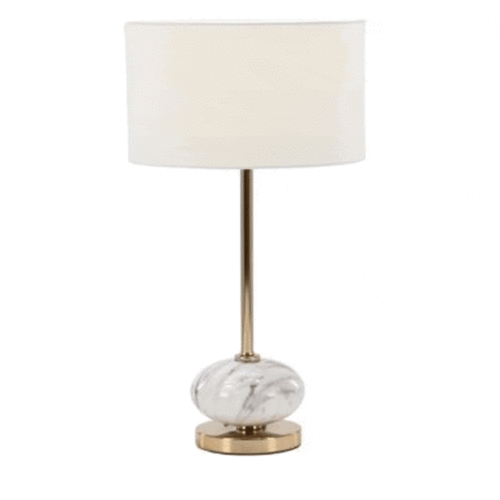 GOLD CERAMIC BUFFET LAMP WITH DRUM SHADE