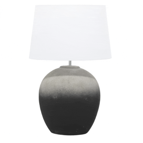 BLACK CERAMIC TABLE LAMP WITH DRUM SHADE