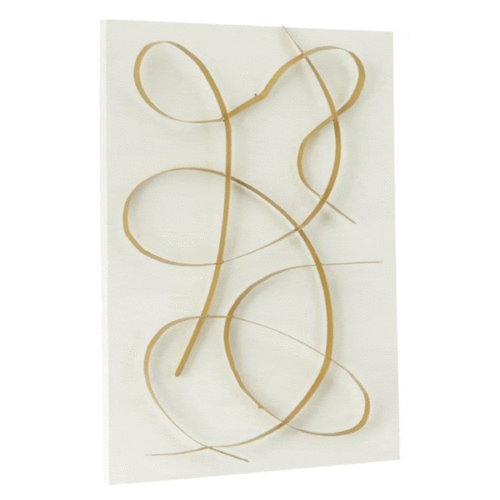 COSMOLIVING BY COSMOPOLITAN WHITE METAL ABSTRACT OVERLAPPING LINES WALL DECOR WITH WHITE BACKING