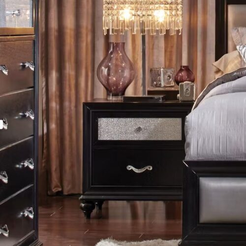 BARZINI 2-DRAWER NIGHTSTAND IN BLACK