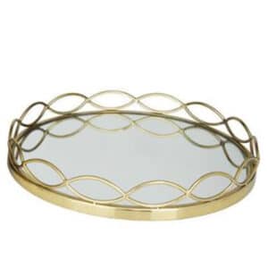 GOLD STAINLESS STEEL MIRRORED TRAY, 18″