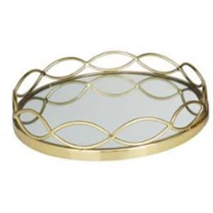 GOLD STAINLESS STEEL MIRRORED TRAY, 14″