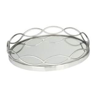 SILVER STAINLESS STEEL MIRRORED TRAY, 14″