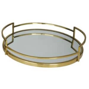 GOLD STAINLESS STEEL MIRRORED TRAY, 19″