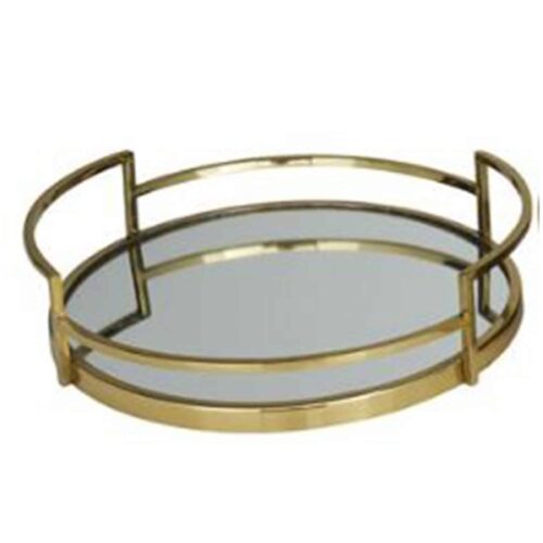 GOLD STAINLESS STEEL MIRRORED TRAY, 14″