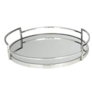 SILVER STAINLESS STEEL MIRRORED TRAY, 19″