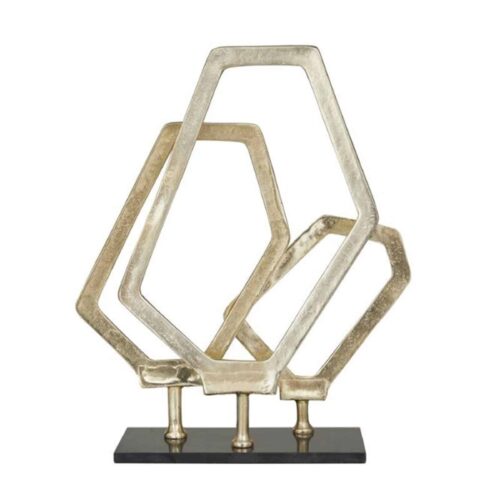 GOLD ALUMINUM GEOMETRIC SCULPTURE WITH MARBLE BASE – (Duplicate Imported from WooCommerce)