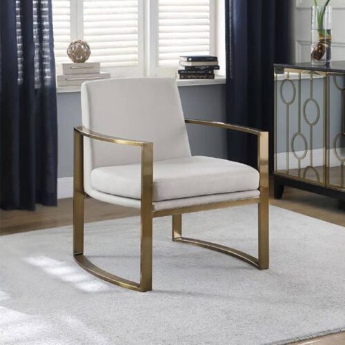 CORY UPHOLSTERED ARCHED ARM ACCENT CHAIR, CREAM