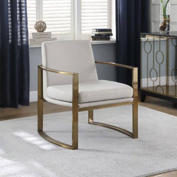 CORY UPHOLSTERED ARCHED ARM ACCENT CHAIR, CREAM - Image 2