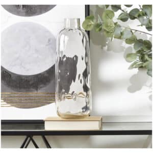 GRAY GLASS VASE WITH BUBBLE TEXTURE, 17″