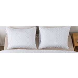 ANDENCY WHITE TUFTED PILLOW CASE SET