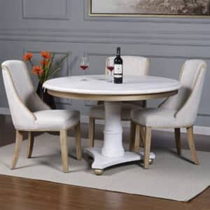 DANN FOLEY LIFESTYLE WHITE ROUND DINING TABLE