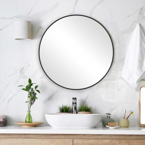 24″ ROUND MIRROR, BLACK