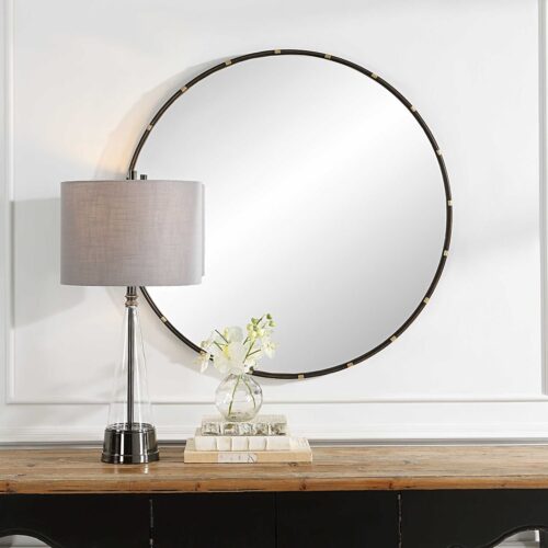 35″ ROUND MIRROR, DARK RICH BRONZE