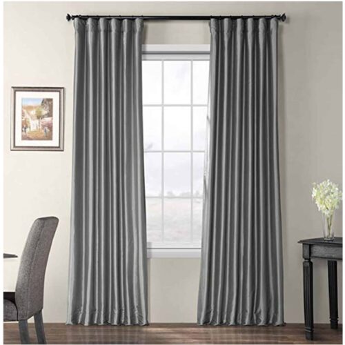 BLACKOUT FAUX SILK VELVET CURTAIN PANELS, 50×120