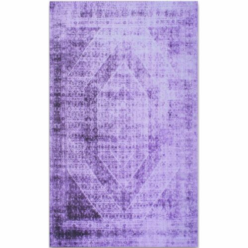 PURPLE  FADED HEXAGON BIRD EYE MEDALLION RUG – 8’x10′