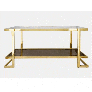 METAL AND MARBLE GLASS CONSOLE TABLE , GOLD-WHITE KD