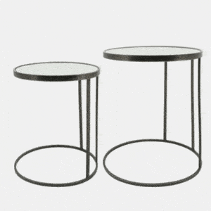 BLACK MIRRORED SIDE TABLES, SET OF 2
