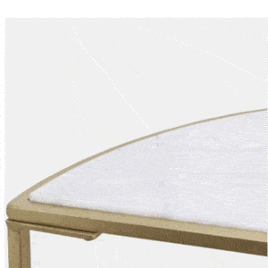 30″ MARBLE CONSOLE, GOLD/WHITE
