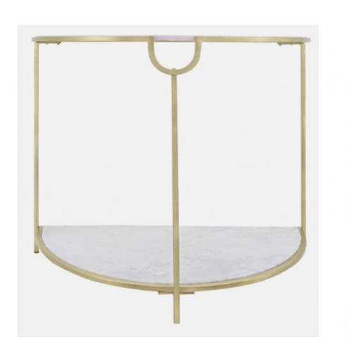 30″ MARBLE CONSOLE, GOLD/WHITE