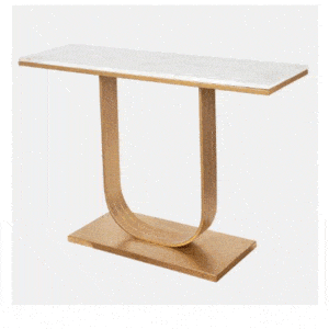 METAL AND MARBLE ACCENT TABLE, GOLD/ WHITE – DAMAGED