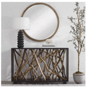 TEAK MAZE CONSOLE TABLE