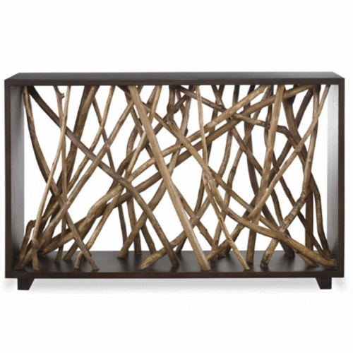 TEAK MAZE CONSOLE TABLE