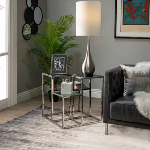 40″ TEARDROP TABLE LAMP, SILVER