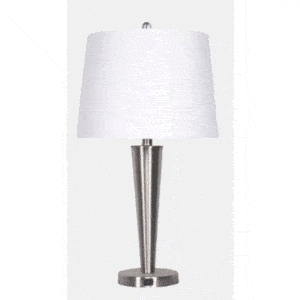 25″ SLIM CONE TABLE LAMP, NICKEL