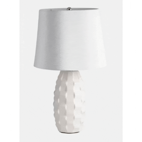 22″ TEXTURED TABLE LAMP, WHITE