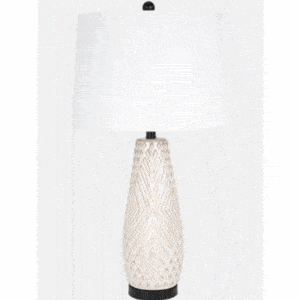 30″ TEXTURED TABLE LAMP, IVORY