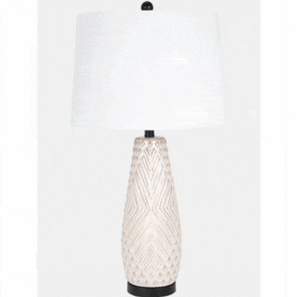 30" TEXTURED TABLE LAMP, IVORY