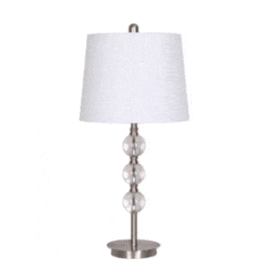 27″ CRYSTAL TABLE LAMP, SILVER