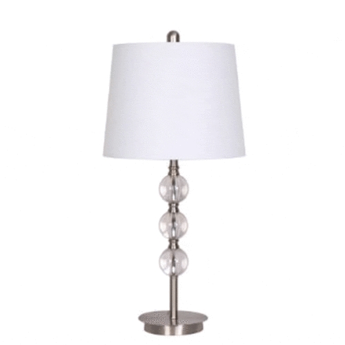 27″ CRYSTAL TABLE LAMP, SILVER