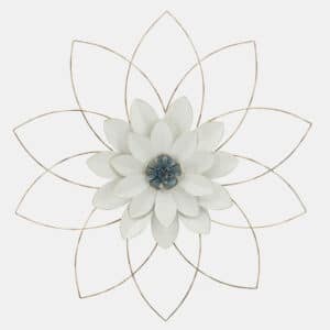 25″ WALL FLOWER, WHITE AND BLUE